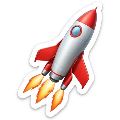 aesthetic red rocket lifting off sticker