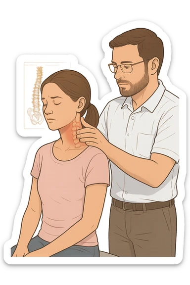 Donna dall'osteopata per il suo problema alla cervicale sticker