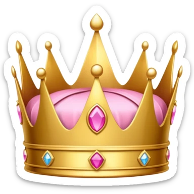 A luxurious golden crown with pink accents and elegant details, featuring a prominent empty space or cutout in the center sticker