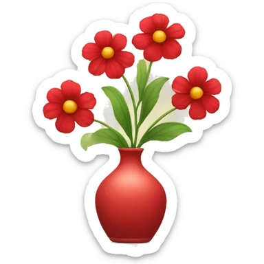 Three red flowers in a vase sticker
