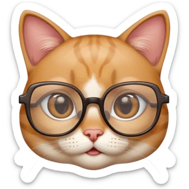 cute girl cat with really big square glasses with super thin frames sticker