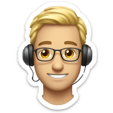 Tech guy , funny  , with headset , without glasses , Smilling , not blonde guy sticker