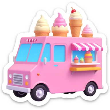 generate me a 3D icecream food truck sticker