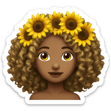 sunflower crown girl curly hair sticker