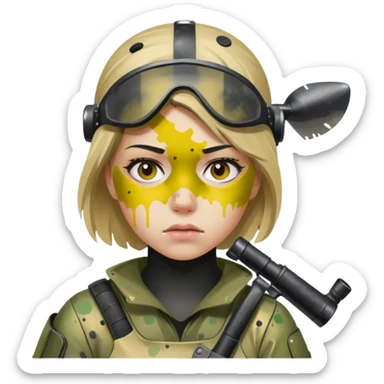 paintball player face girl sticker