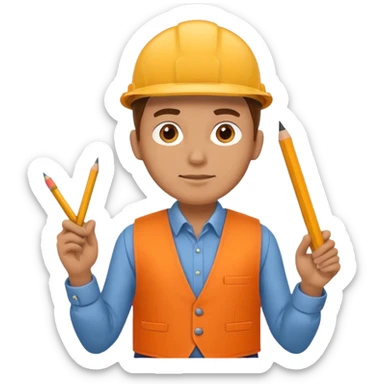 Draftsman in orange waistcoat  sticker