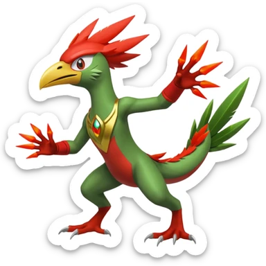 Blaziken-Sceptile-Hawlucha-fusion sticker
