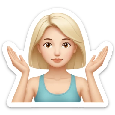 Minimal wellness-style emoji of a woman doing face yoga exercises, hands gently lifting and stretching facial muscles, calm and natural look, clear face yoga movement, simple and easy-to-understand icon, no beauty or medical elements

 sticker