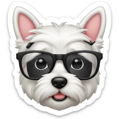 Westie Dog with all black glasses sticker