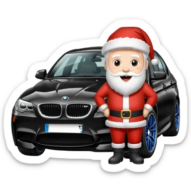 Santa with surprise,surprise is black bmw m 5 sticker