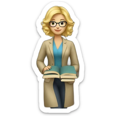blonde librarian with books sticker