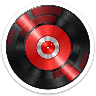 a black vinyl record red center sticker