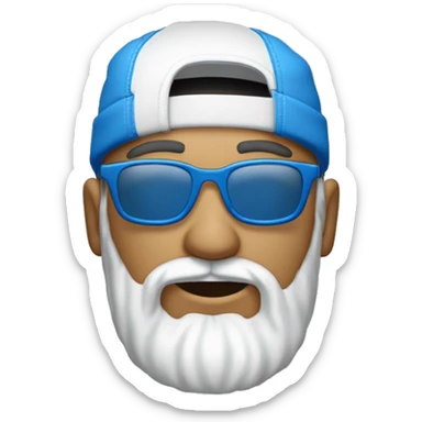 Homme blanc avec une petite barbe naissante portant des lunettes bleues , une casquette jordan bleu , un survêtement bleu sticker