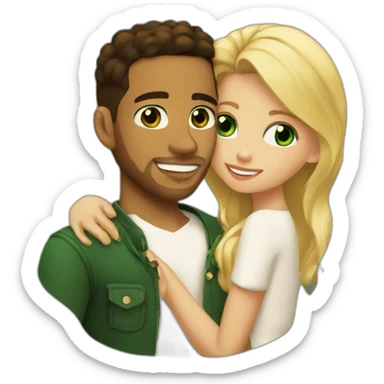 Romeo santos and blond girl green eyes hugging sticker