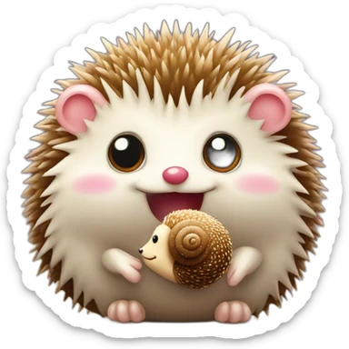 cute hedgehog and lovley snail with a face kissing sticker