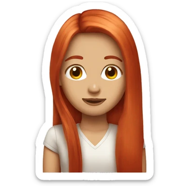 long straight red hair sticker