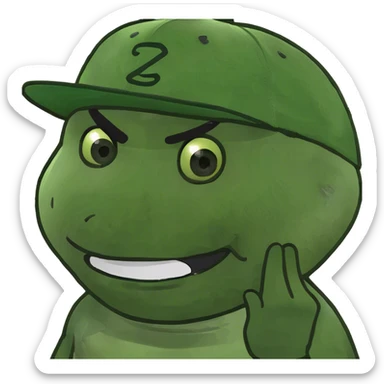 Emoji biting his lip with a SnapBack backwards sticker