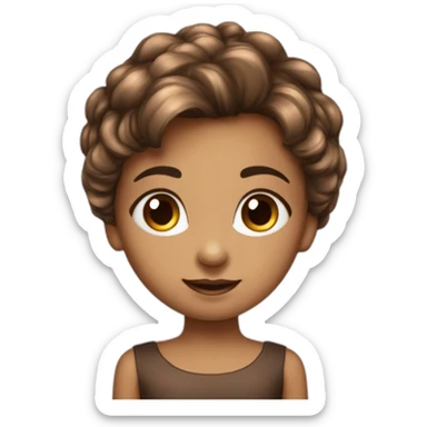 Enfants fille cheveux courts marron eye maron rede paux bronze sticker