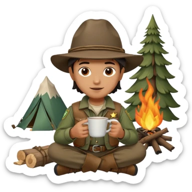mountain ranger at campfire sticker