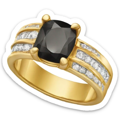 gold ring with black diamond sticker