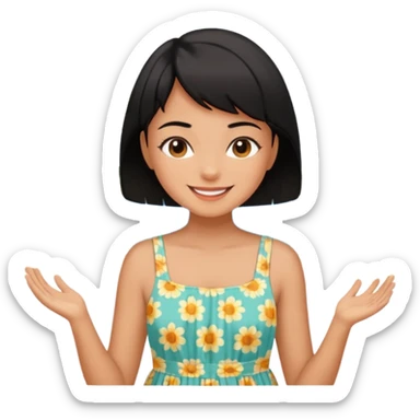 Black short hair girl enjoy in summer  sticker