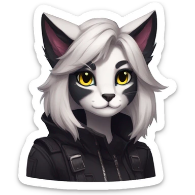 Edgy sharp anthro tomboy black cat animal furry by Falvie, LiLaiRa, griffsnuff, AngieWolf sticker