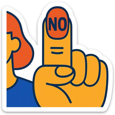 large NO text on a female fingernail sticker