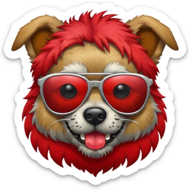 Zombie dog with red hair and sun glasses sticker
