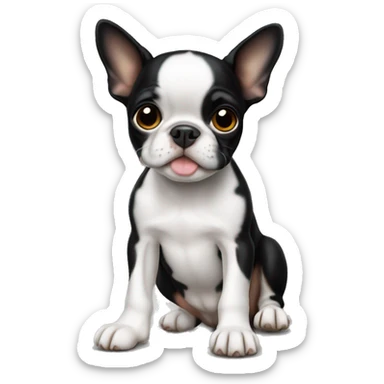 Boston terrier puppy laying sticker