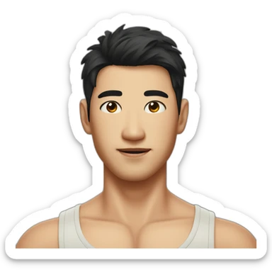 Sexy asian guy with freckles sticker