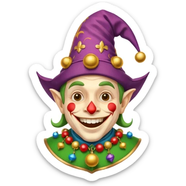 crazy colorful human jolly joker, medieval, vintage, court jester sticker