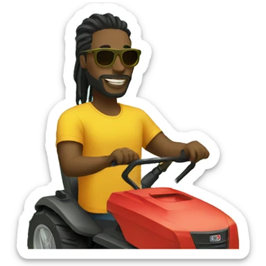 Black man with dreads and sunglasses mowing sticker
