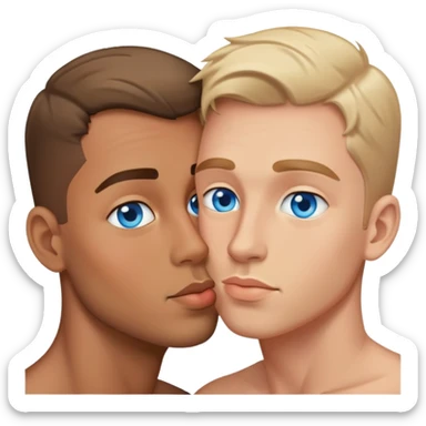 Gay couple kiss latino one with blue eyes sticker