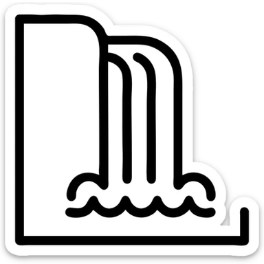 water falling from the cliff sticker