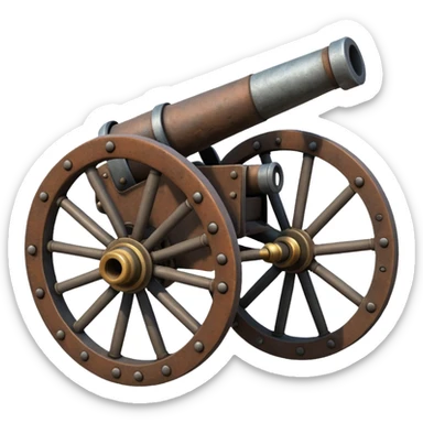 The cannon must have a single wheel. sticker