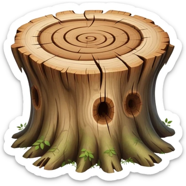 A beautiful pretty natural Tree stump with a swirly pattern in the middle twigs sticking out sticker