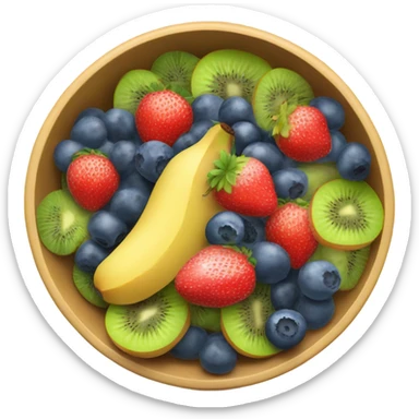 Bowl of fruits kiwi,strawberry,banana,blueberry,raspberry,watermelon,melon,pineapple sticker