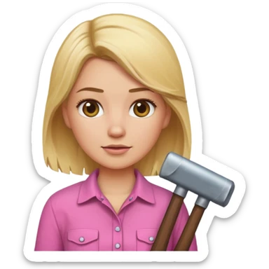 lumberjack blonde woman pink shirt sticker