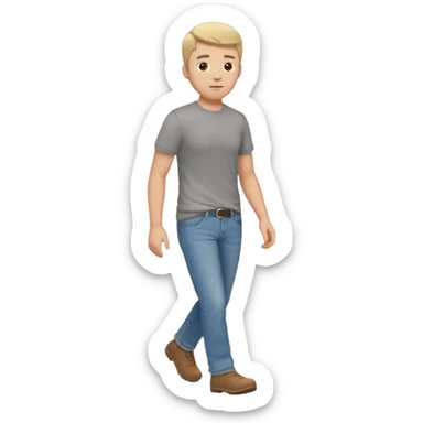 White male walking to the left full body in jeans and grey t-shirt sticker