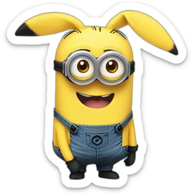 Minion with Pikachu ears and tail sticker