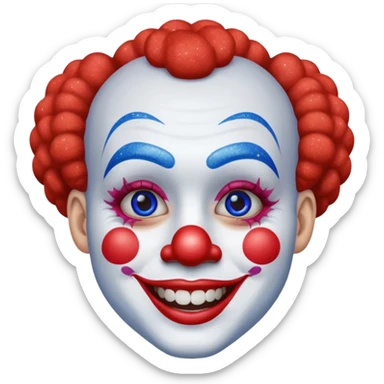 glitter red and blue clown happy sticker