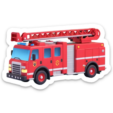 red and black fire truck with ladder extended sticker