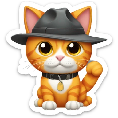 orange cat with gun sticker