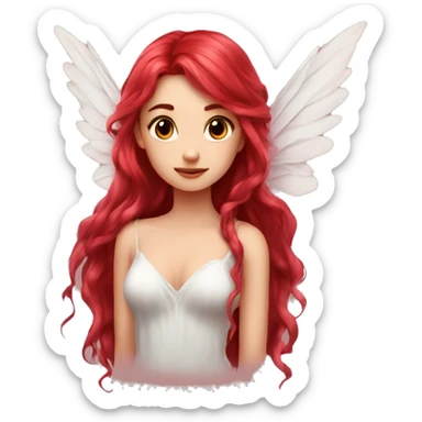 big wings, rose, Beautiful, fairy, red, long hair sticker