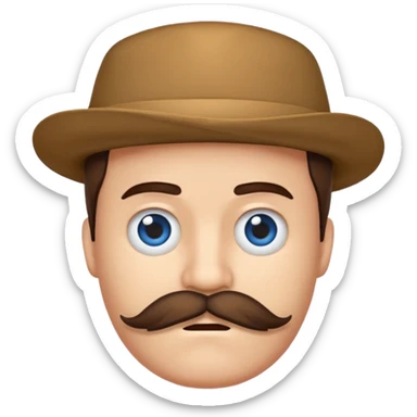 Crie um emoji de um menino de boné cabelo pro lado triste e bigode sticker