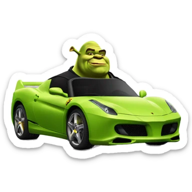 Shrek sur une ferarri sticker