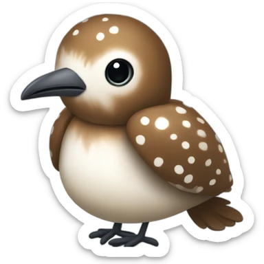 fluffy brown speckled sea bird with white spots and long legs sticker