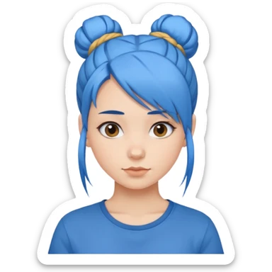 a girl with blue one bun hair sticker