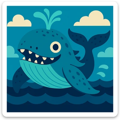Big humpback whale monster sticker