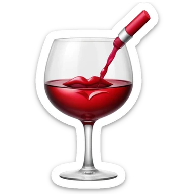 lipstick kiss on red wine glass sticker